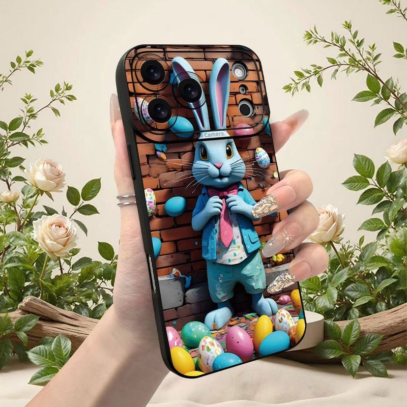 حافظة هاتف لجهاز iPhone 17 Air بتصميم أرنب عيد الفصح غطاء زخرفي احتفالي باللون الأسود - Image 2