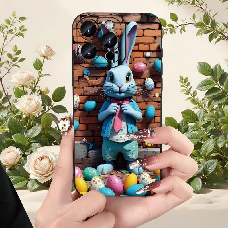 حافظة هاتف لجهاز iPhone 17 Air بتصميم أرنب عيد الفصح غطاء زخرفي احتفالي باللون الأسود - Image 3