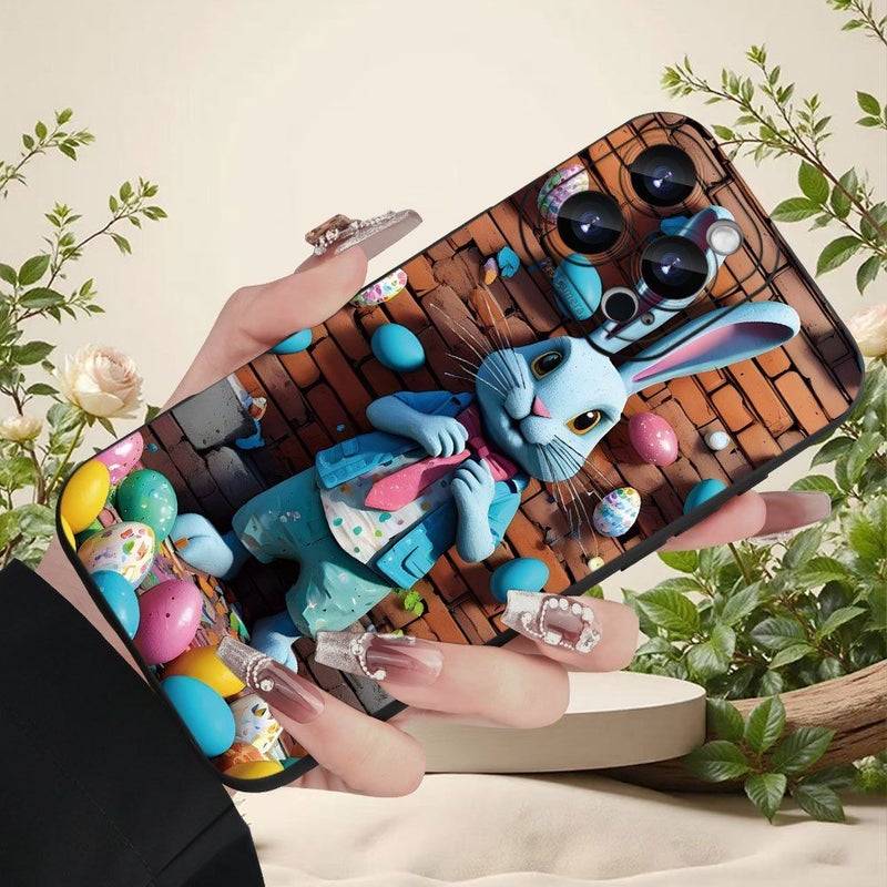 حافظة هاتف لجهاز iPhone 17 Air بتصميم أرنب عيد الفصح غطاء زخرفي احتفالي باللون الأسود - Image 5