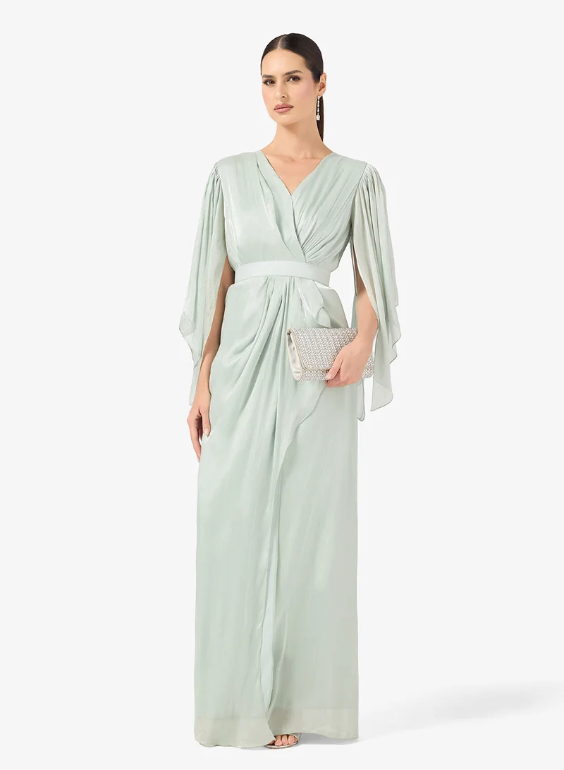 Khizana Shimmer Dress With Slit Sleeves