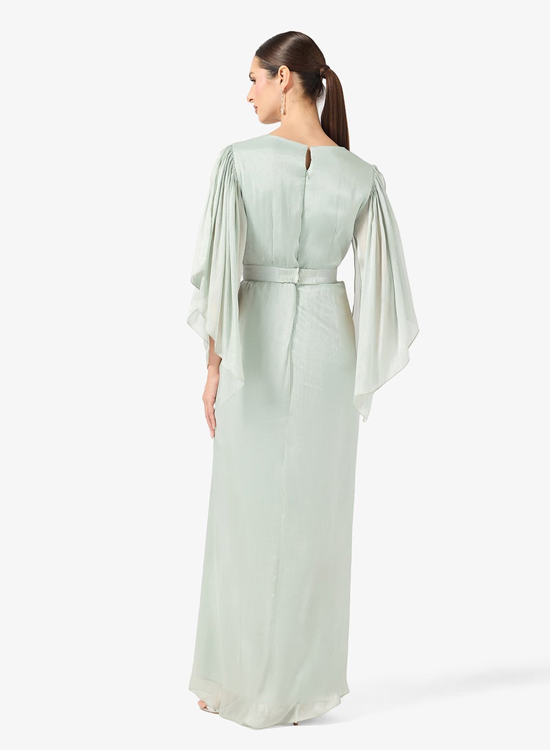 Khizana Shimmer Dress With Slit Sleeves - Image 2