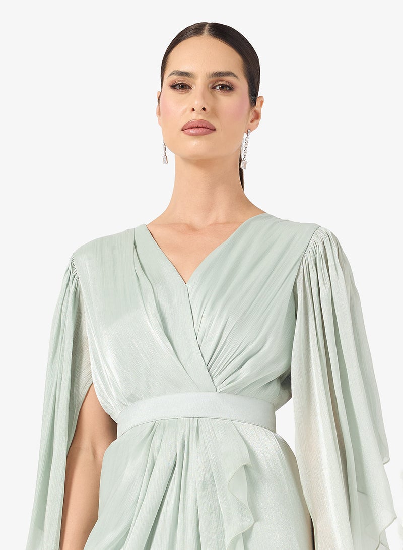 Khizana Shimmer Dress With Slit Sleeves - Image 3