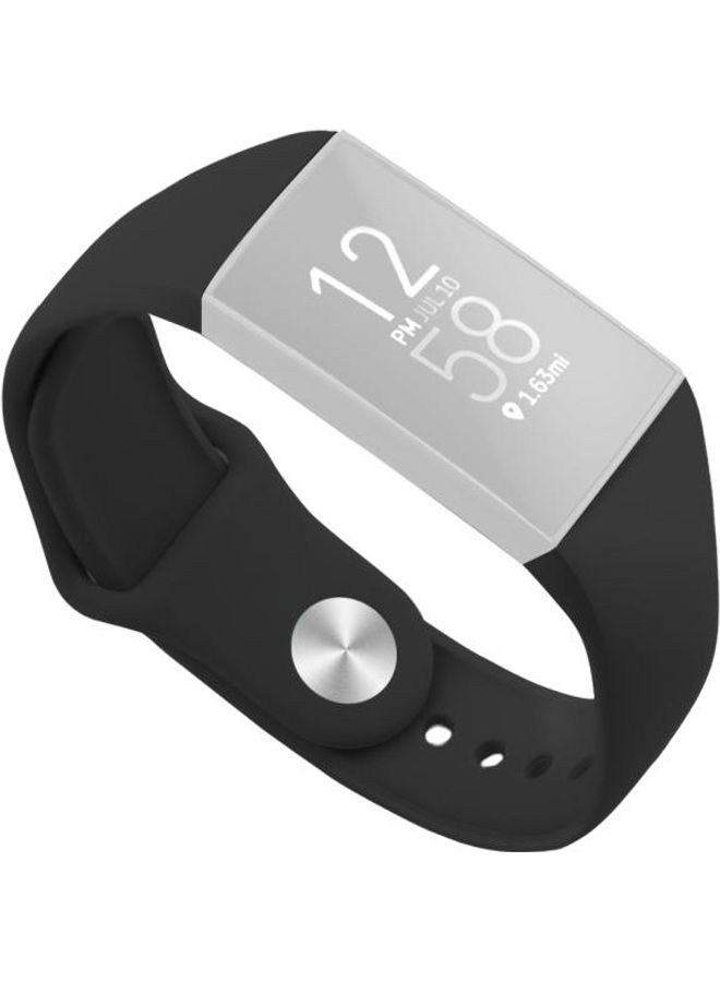 NIBEMINENT Solid Color Silicone Strap A For Fitbit Charge 3 18mm Black - Image 1