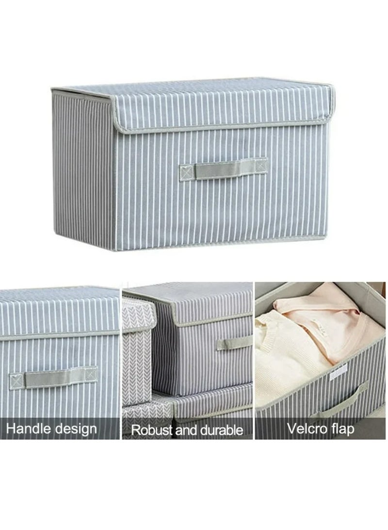 eBasket (2 pieces) Oxford storage box with a lid for organizing clothes, towels and bedding, foldable, size 45*25*20 cm (gray*white)  - Image 2