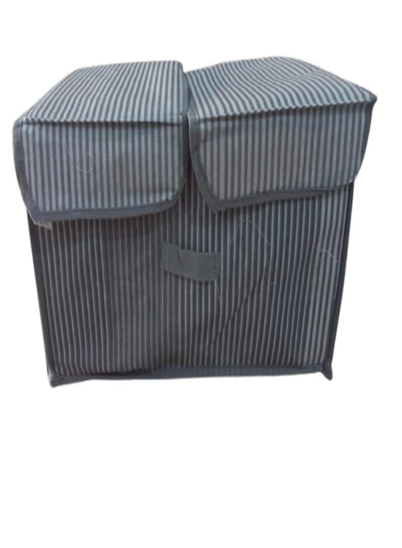 eBasket (2 pieces) Oxford storage box with a lid for organizing clothes, towels and bedding, foldable, size 45*25*20 cm (gray*white)  - Image 3
