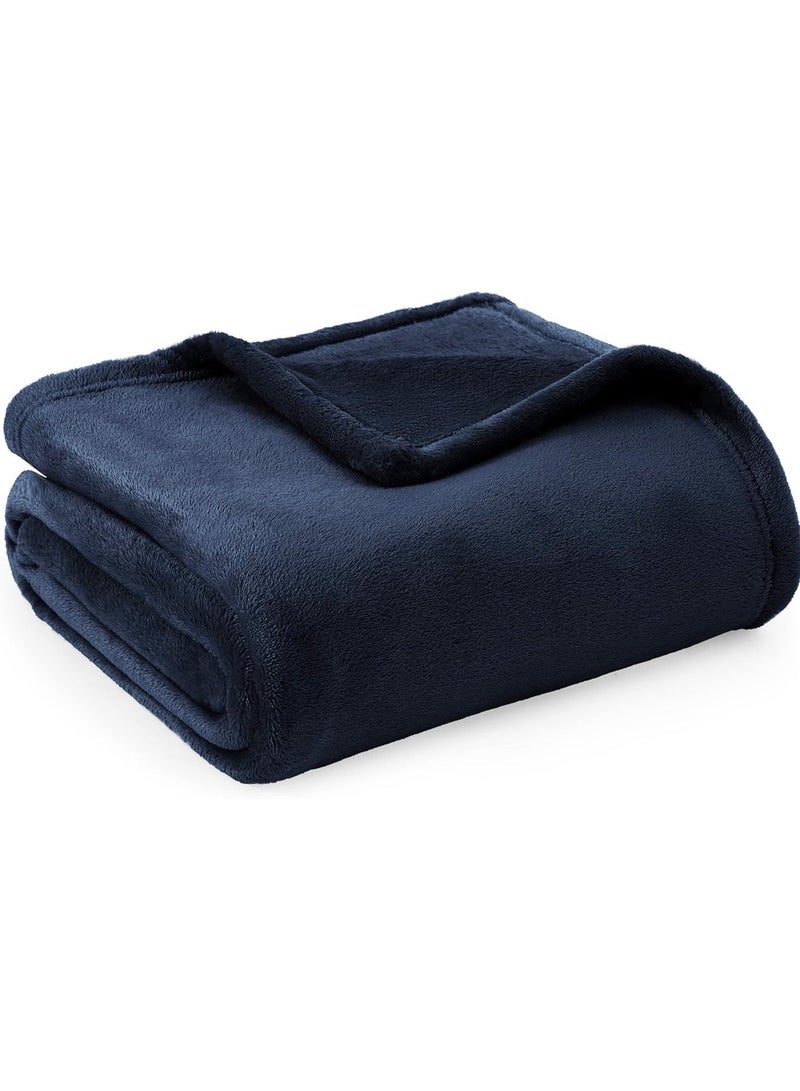BSB HOME® 300 GSM Premium Plush Double Blanket for Bed, Sofa, Couch, Travel and Camping AC Blanket | 220x230 cm | Blue | SOLID FLANNEL - Image 1