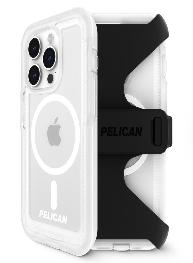 بيلكان جراب Pelican Voyager Series - لهاتف iPhone 15 Pro Max مقاس 6.7 بوصة [متوافق مع MagSafe] [مضاد للاصفرار] جراب هاتف مغناطيسي للشحن مع مشبك حزام وحافظة وحامل [حماية من السقوط من ارتفاع 18 قدمًا وفقًا للمعايير العسكرية] - شفاف - Image 1