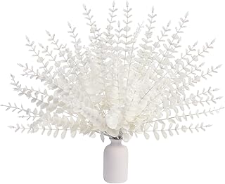 FOIMAS FOIMAS White Artificial Eucalyptus Stems,36pcs Faux Eucalyptus Branches Leaves Decor for Floral Arrangement Wedding  - Image 1