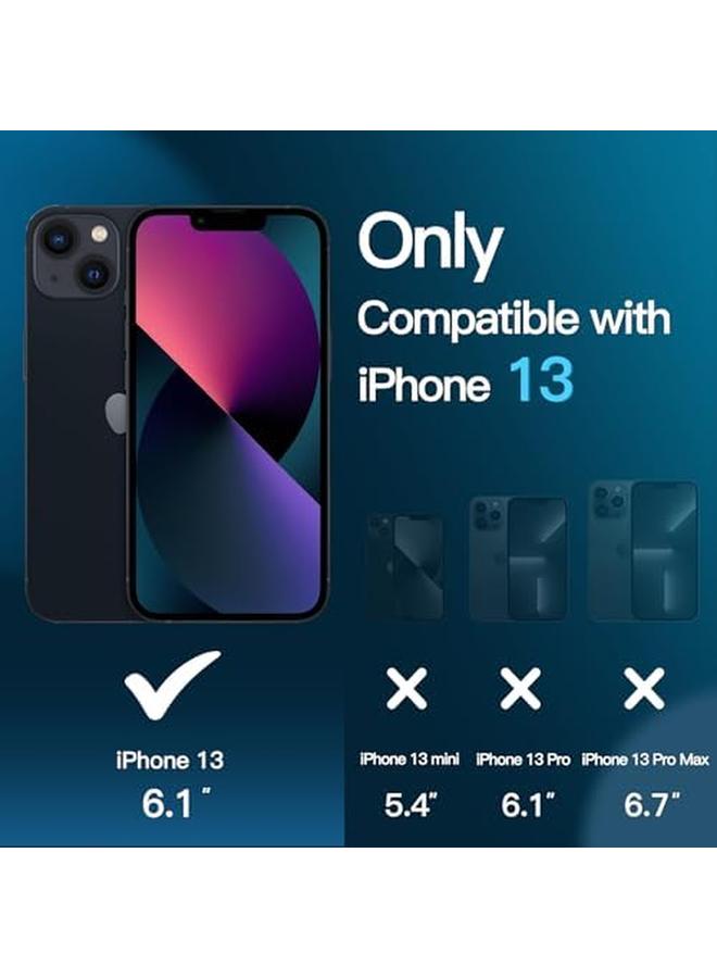 جي تيك جراب مغناطيسي 3 في 1 لهاتف Iphone 13 6.1 بوصة مع قطعتين من واقي الشاشة الزجاجي المقوى متوافق مع Magsafe، غطاء خلفي شفاف غير لامع مقاوم للصدمات، أسود - Image 2