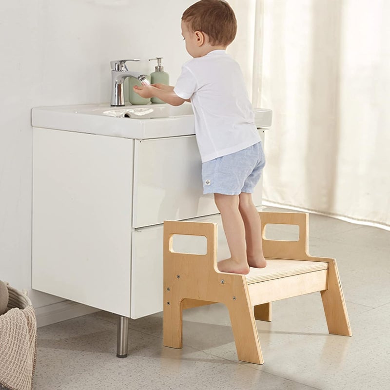 Fohome Toddler Standing Tower, Kitchen Step Stool for Kids, Adjustable Height Learning Stool with Removable Anti-Drop Safety Rail for Bedroom, Bathroom - Image 4
