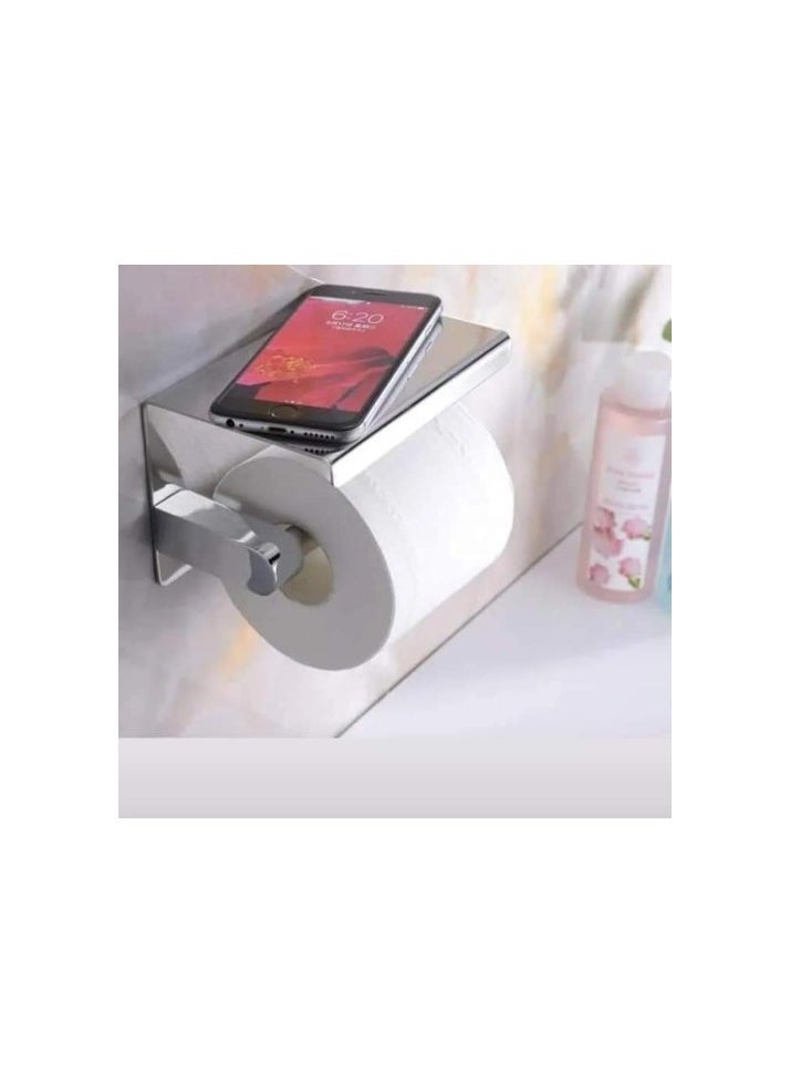 Generic High Quality Silver Stainless Steel Toilet Paper Holder Temperature Resistant Bathroom Kitchen Storage Tissue Holder Wall Mounted for Mobile Holder Small Vase etc  - Image 2
