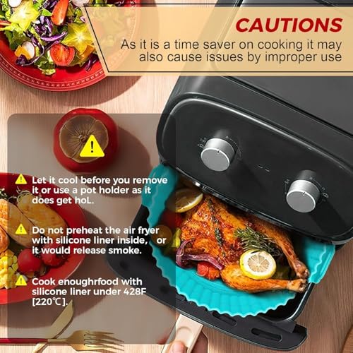 PureBake Silicone Air Fryer Liners with Ear Handles – Reusable Nonstick Heat-Resistant Baking Trays – Round 7-Inch Multicolor Basket Inserts (Pack of 1) - Image 5