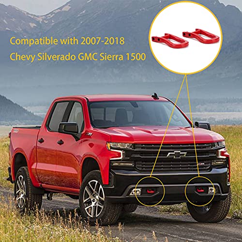 WEILEITE Front Bumper Tow Hook Shackles Chevy Silverado GMC Sierra 1500 2007-2018 Silverado 1500 LD 2019 Sierra 1500 Limited 2019 Replace 84192871(2Pcs,Red) - Image 2