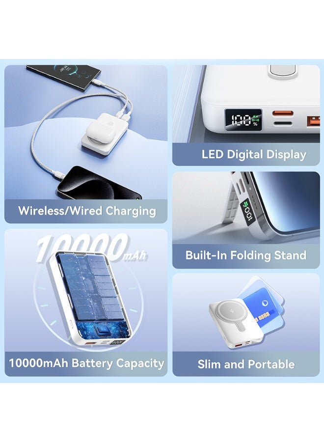 VENTION 10000mAh Magnetic Wireless Power Bank (USB-C + Lightning + USB-C + USB-A +Wireless) 22.5W Black LED Display Type Model # FHTB0 - Image 2