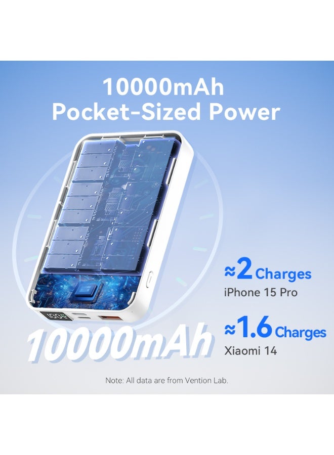 VENTION 10000mAh Magnetic Wireless Power Bank (USB-C + Lightning + USB-C + USB-A +Wireless) 22.5W Black LED Display Type Model # FHTB0 - Image 3