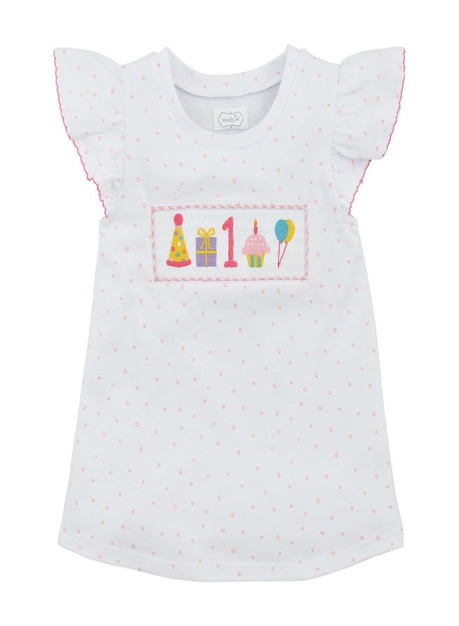 Mud Pie Unisex Kid's Childrens Smocked Birthday Tee, One, 12-18 Months