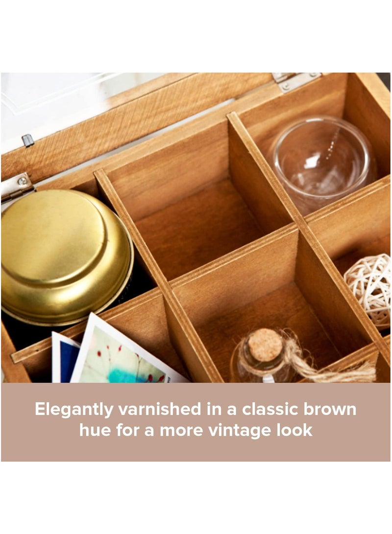 Hihonor 9-Slot Mini Wooden Storage Box with Glass Cover Collectibles Display Case - Square Wood Organizer Box with Dividers - Storage & Organizer Case for Tea, Essential Oils, Spices & More  - Image 5