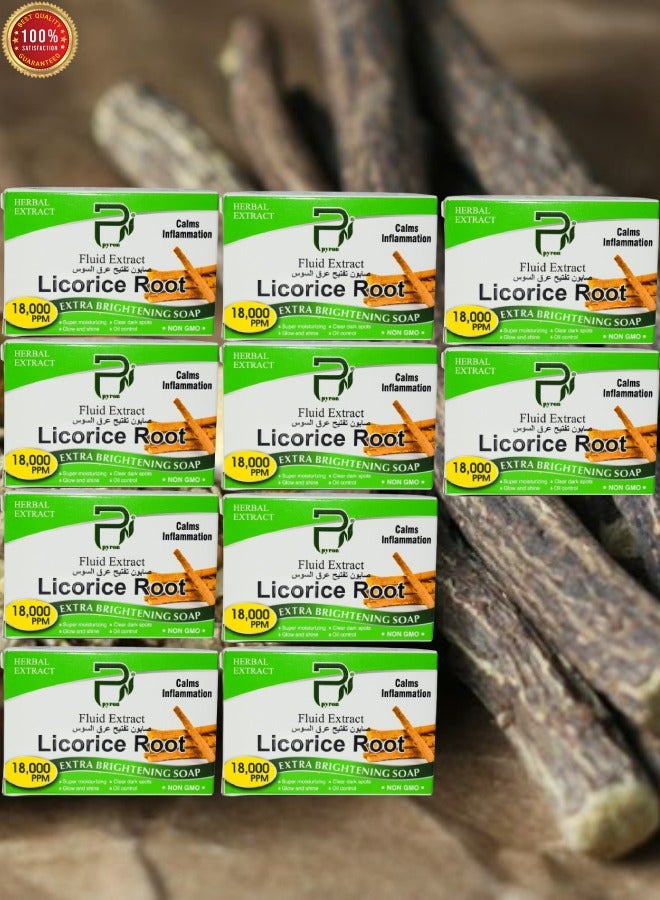 بيرون 10 قطع صابون جذر عرق السوس لتفتيح البشرة وتوهجها ولمعانها والتحكم في الزيت للبشرة الداكنة الصافية وترطيبها الفائق - Image 1