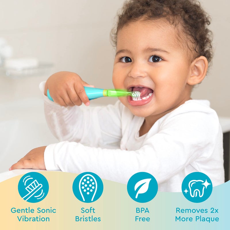 Brusheez Little Toddlersâ€™ Sonic Toothbrush - Safe & Gentle Toothbrush for Ages 1-3 with Built-in, Light-Up 2-Minute Timer, Extra Brush Head, & Storage Base for First-Time Brushers (Rex The Dinosaur) - Image 4
