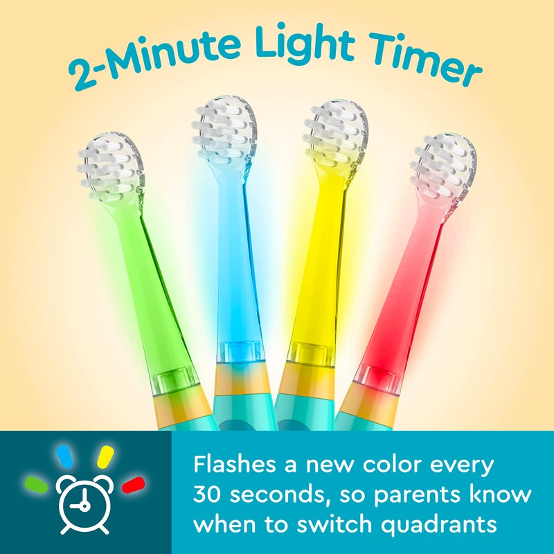 Brusheez Little Toddlersâ€™ Sonic Toothbrush - Safe & Gentle Toothbrush for Ages 1-3 with Built-in, Light-Up 2-Minute Timer, Extra Brush Head, & Storage Base for First-Time Brushers (Rex The Dinosaur) - Image 3