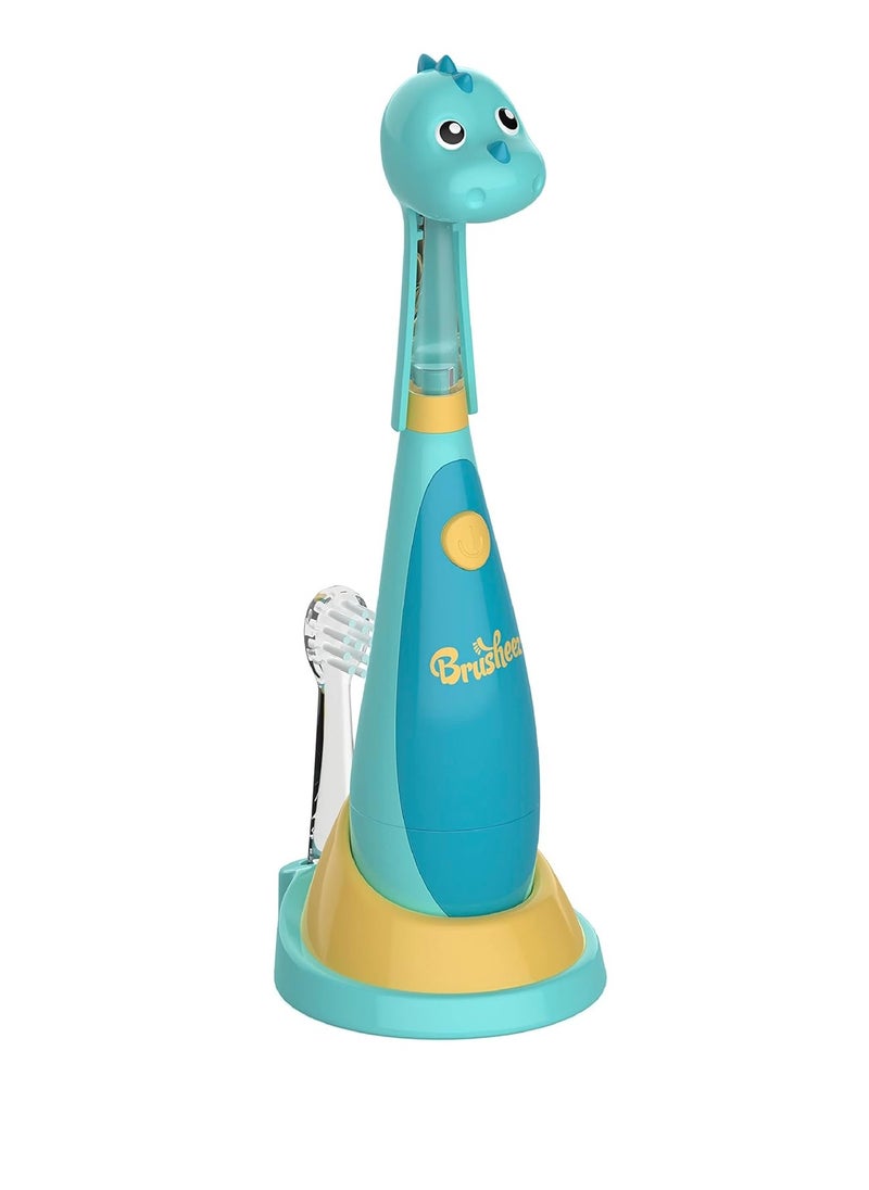 Brusheez Brusheez Little Toddlers’ Sonic Toothbrush - Safe & Gentle Toothbrush for Ages 1-3 with Built-in, Light-Up 2-Minute Timer, Extra Brush Head, & Storage Base for First-Time Brushers (Rex The Dinosaur)  - Image 1