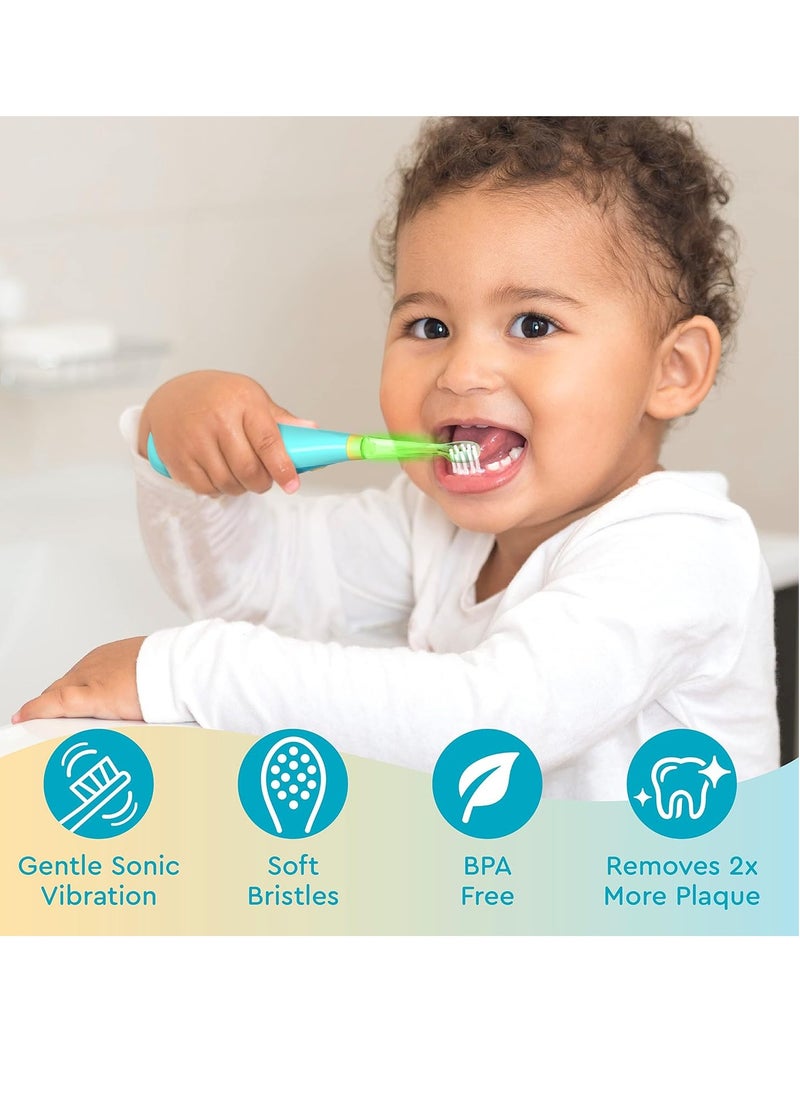 Brusheez Brusheez Little Toddlers’ Sonic Toothbrush - Safe & Gentle Toothbrush for Ages 1-3 with Built-in, Light-Up 2-Minute Timer, Extra Brush Head, & Storage Base for First-Time Brushers (Rex The Dinosaur)  - Image 2
