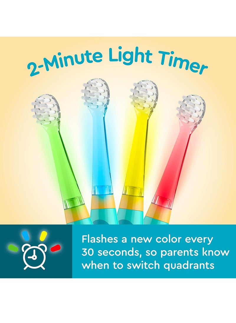 Brusheez Brusheez Little Toddlers’ Sonic Toothbrush - Safe & Gentle Toothbrush for Ages 1-3 with Built-in, Light-Up 2-Minute Timer, Extra Brush Head, & Storage Base for First-Time Brushers (Rex The Dinosaur)  - Image 3