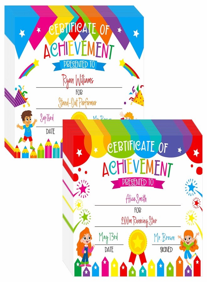 Gethelud 40 PCS Preschool Diploma, Certificate of Achievement in 2 Designs Colorful Certificate of Awards School Classroom Supplies for Kids Students Kindergarten Boys Girls - Image 1