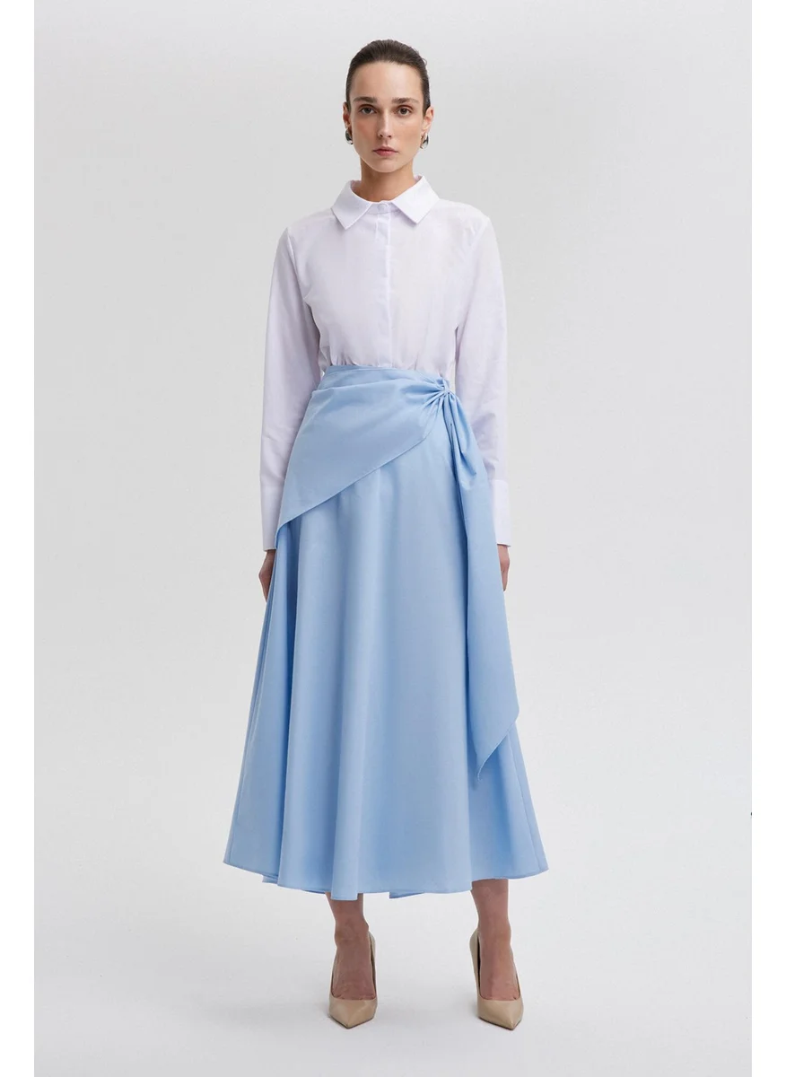 Touche Poplin Skirt with Touche Tie Detail