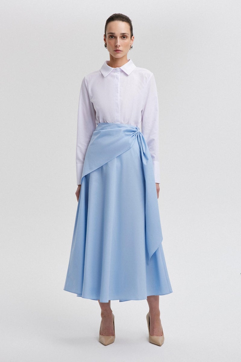 Touche Poplin Skirt with Touche Tie Detail  - Image 1