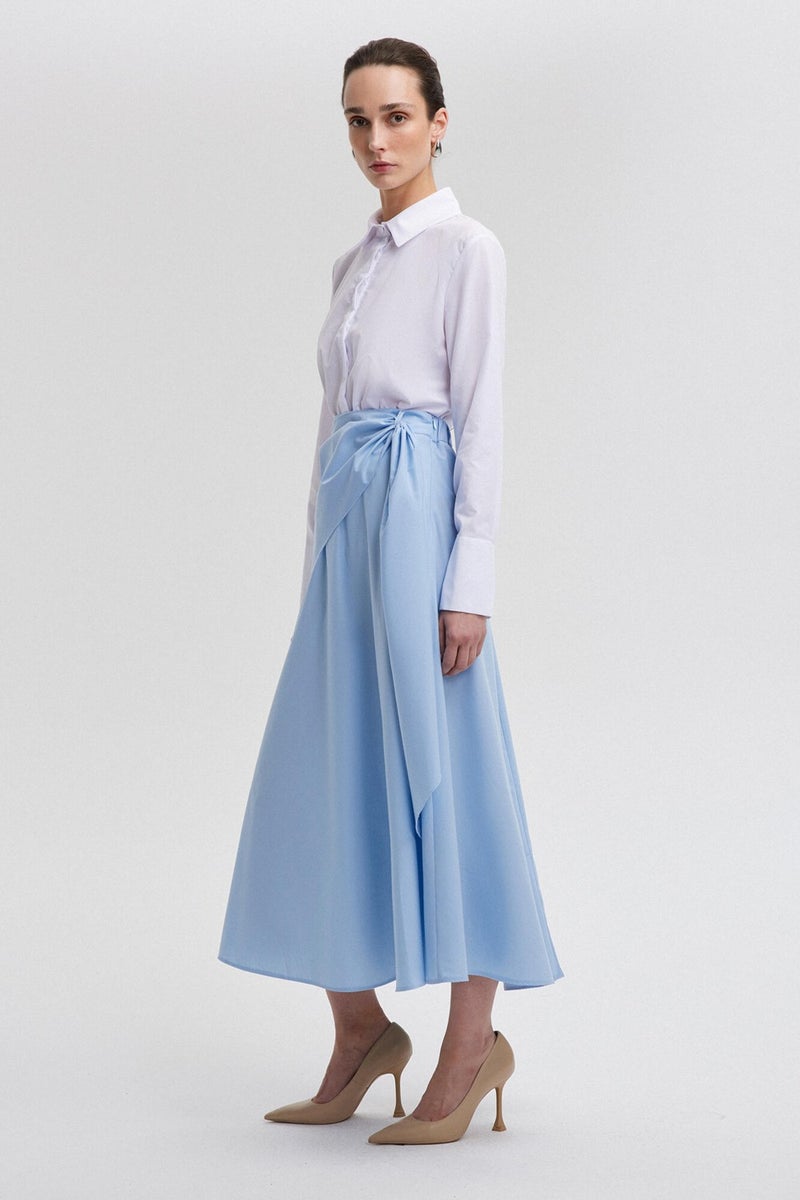 Touche Poplin Skirt with Touche Tie Detail  - Image 4