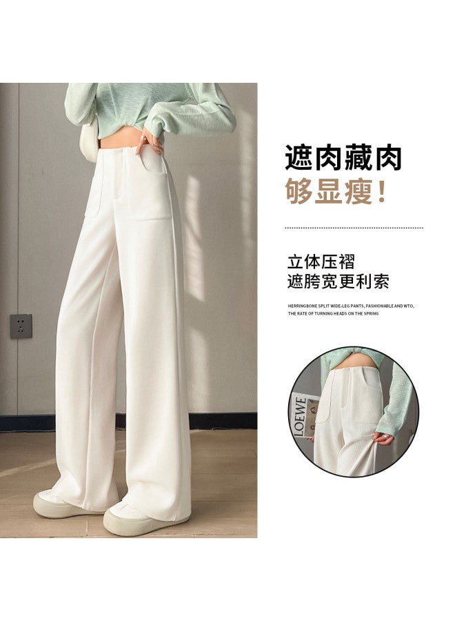 Hstyle Women's Wide-leg Suit Pants 2025 Spring Collection Fashion High-waisted Slimming Loose Flowy Versatile Straight-leg Casual Trousers - Image 5
