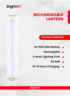 **BEIGHTON LED Lantern: 4V 4500mAh Rechargeable Battery, 84 SMD Light Source, 10-12 Hours Charging Time, 5-6 Hours Light Duration, 2-Year Warranty for Reliability.**