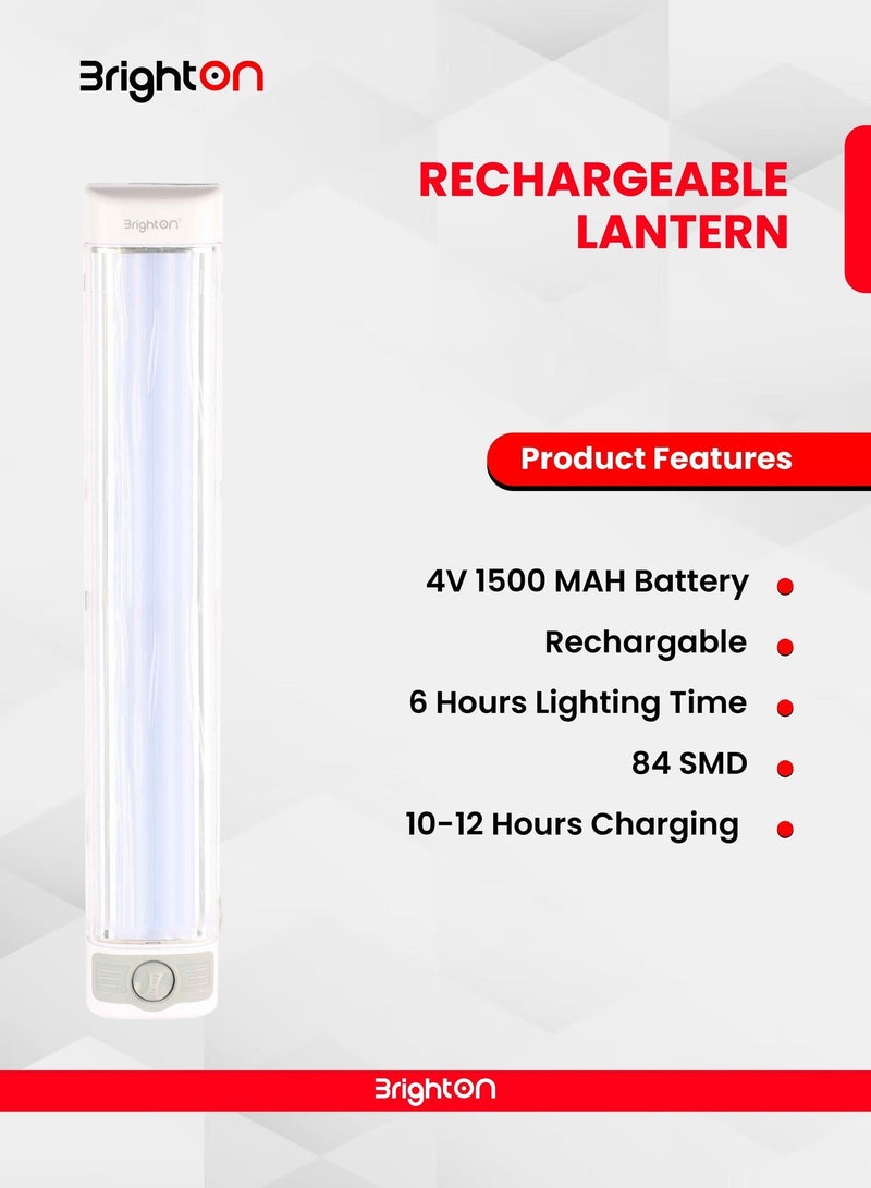 برايتون فانوس LED : بطارية قابلة لإعادة الشحن 4 فولت 4500 مللي أمبير في الساعة، مصدر ضوء 84 SMD، وقت شحن 10-12 ساعة، مدة إضاءة 5-6 ساعات، ضمان لمدة عامين للموثوقية. - Image 3