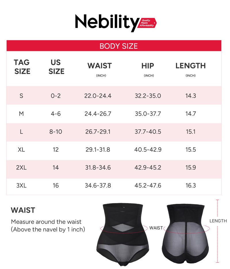 Nebility مدرب الجسم عالي الخصر للتحكم في البطن للنساء من نيبليتي (الولايات المتحدة، ألفا، XX-Large، عادي، عادي، أسود) - Image 5