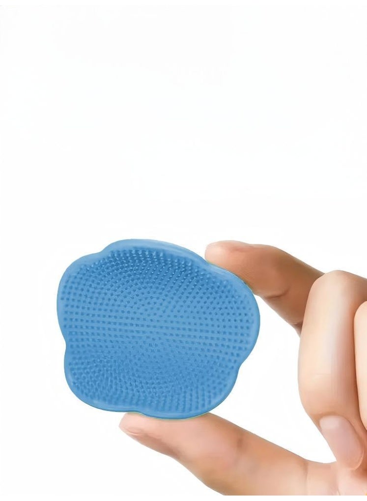 4 Pack Baby Bath Brush, Silicone Scalp Care Comb, Gentle Cradle Cap Brush for Newborns, Soft Baby Massage & Cleaning Brush (Blue+Brown) - Image 5