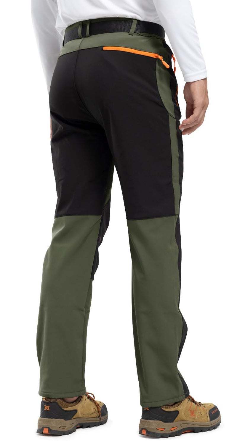 Rdruko Men's Snow Ski Pants Waterproof Insulated Winter Fleece Lined Hiking Snowboard Pants with Belt(Army Green, US L) - Image 5