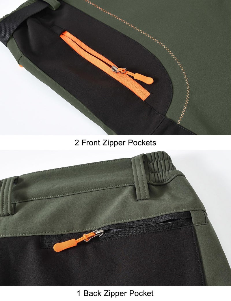 Rdruko Men's Snow Ski Pants Waterproof Insulated Winter Fleece Lined Hiking Snowboard Pants with Belt(Army Green, US L) - Image 4