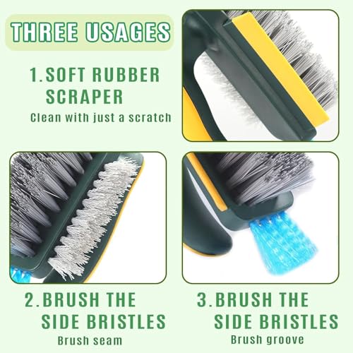 BIRDLINE 4-in-1 Tile Cleaning Brush, V-Shaped Bristles for Gap Cleaning, Bathroom Corner with Wiper, Hand Brush for Sink, Floor, Wall, Window, Tiles Cleaning Tools. (Cleaning Brush) - Image 4