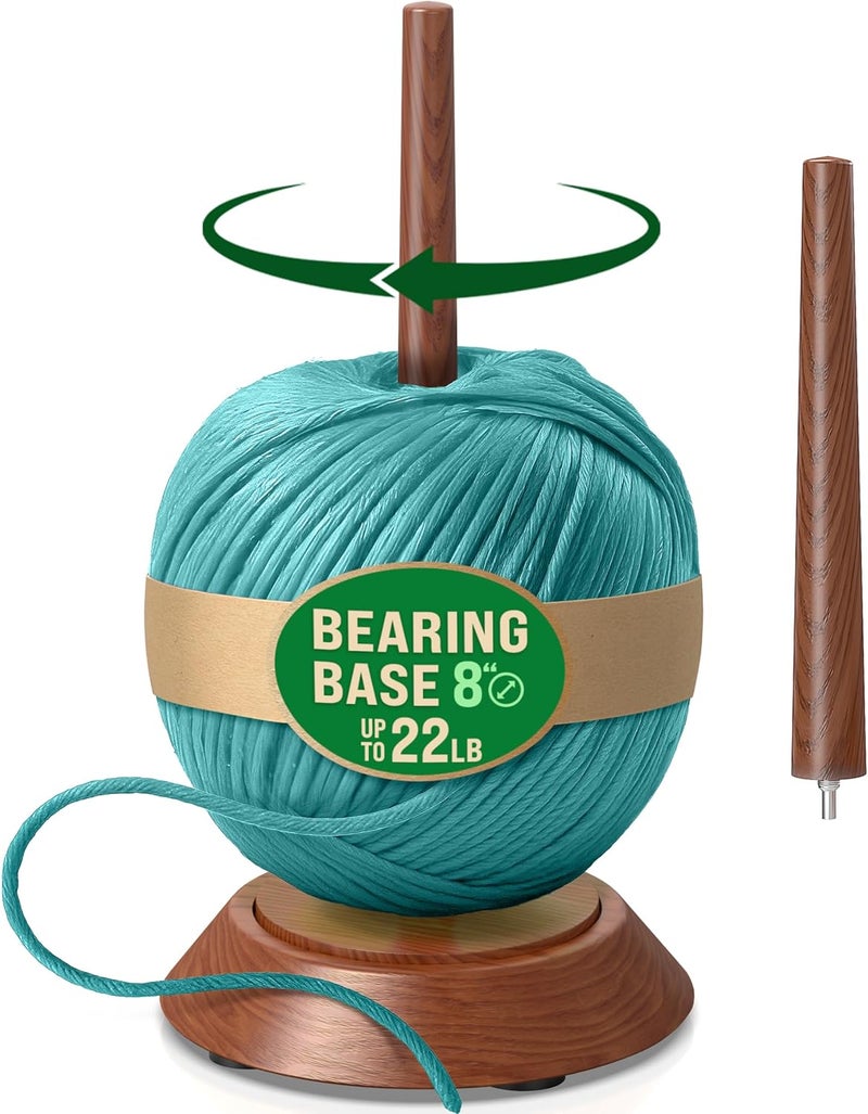 Barva Yarn Holder Set 22 Lb Capacity for Chunky Yarn w/Extra Spindle | Smooth Bearing Spinner & Big Rubber Anti Slip Pads for Stability | European Wood Crochet Accessories & Fiber Crafts Pro Tools - Image 1