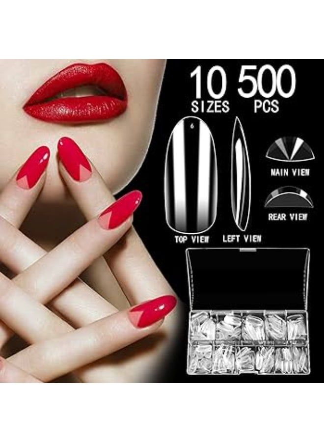 أظافر مايا جوليري، 500 قطعة، أطراف أظافر مربعة شفافة فرنسية، أظافر صناعية أكريليكية، أظافر صناعية مثيرة - Image 2