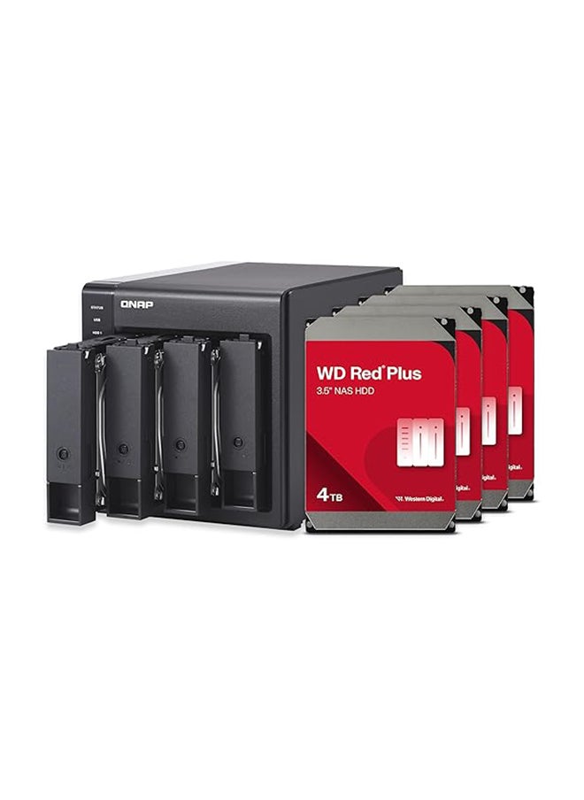 QNAP TR-004-44WD-US 4 Bay DAS (USB Type-C) with 12TB Storage Capacity, Preconfigured RAID 5 WD Red Plus HDD Bundle  - Image 1