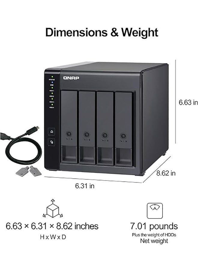 QNAP TR-004-44WD-US 4 Bay DAS (USB Type-C) with 12TB Storage Capacity, Preconfigured RAID 5 WD Red Plus HDD Bundle  - Image 4