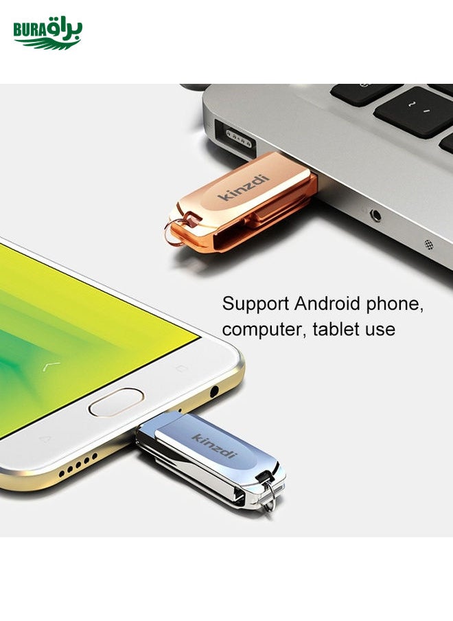 Kinzdi 128GB USB + Type-C Interface Metal Twister Flash Disk V8 (Silver)