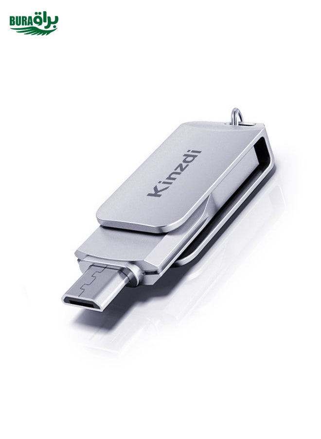 BURAQ Kinzdi 128GB USB + Type-C Interface Metal Twister Flash Disk V8 (Silver)  - Image 1