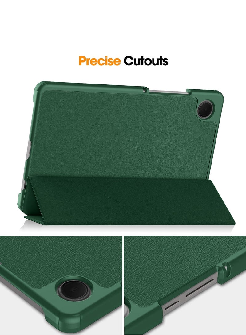 Wtech Smart Flip Auto Awake/Auto Sleep Leather Texture with Pen Holder Case Cover For Samsung Galaxy Tab A9 4G 2023 (X110, X115) 8.7 Inch Dark Green - Image 2