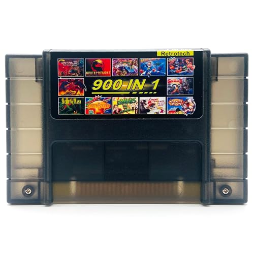 Retrotech 900 In 1 Game Cartridge For SNES Super Nintendo 16Bit Game Console - Transparent Black - Image 1
