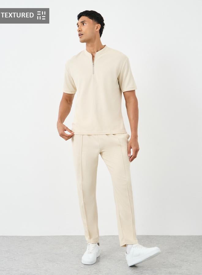 ستايلي طقم تي شيرت وبنطلون رياضي رجالي سادة بقصة عادية - Image 1