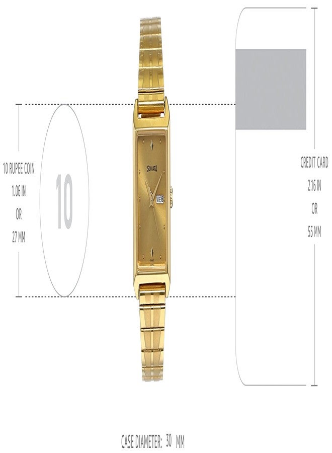 Sonata Champagne Dial Gold Band Analog Stainless Steel watch For Men-NR7007YM05 - Image 3