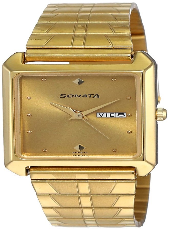 Sonata Champagne Dial Gold Band Analog Stainless Steel watch For Men-NR7007YM05 - Image 1